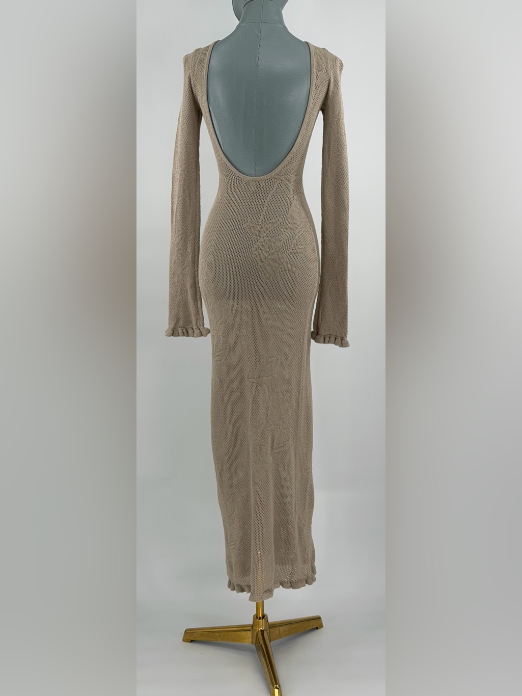 Mirror Palais Nwot Rose Pointelle Crochet Knit Dress, Kitten Grey - Sz Xs — image 6 of 8